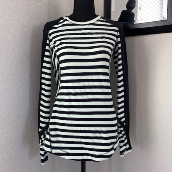 LULULEMON Run Reflect Black Sea Stripe Mint Long Sleeve - Picture 2 of 13